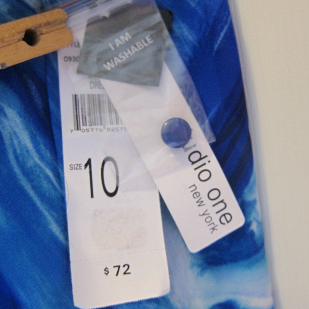 Studio One NWT Bright Teal & Royal blue Flirty Halter Dress size 10 Washable - Picture 5 of 7